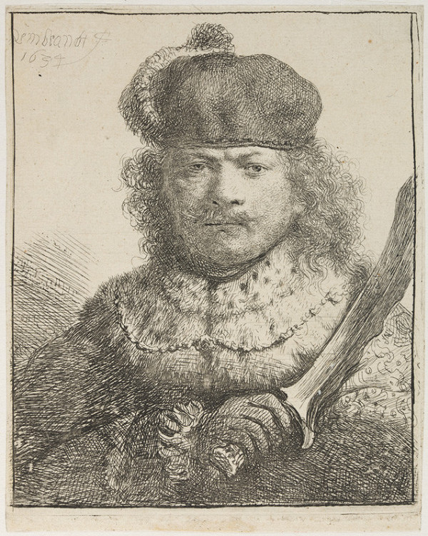 Rembrandt Harmenszoon van Rijn - Self-Portrait with Raised Sabre 
