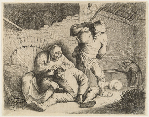 Willem Basse - etcher, Anthoni Victorijns - inventor - The lousing woman 