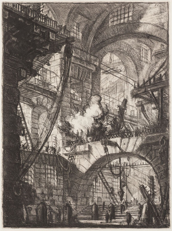 Giovanni Battista Piranesi - engraver - The Smoking Fire, from Carceri, Plate VI 