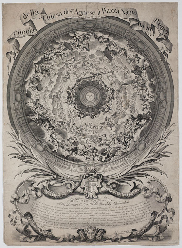 Nicolas Dorigny - engraver - Decoration of the San Agnese in Agone church dome at Piazza Navona 