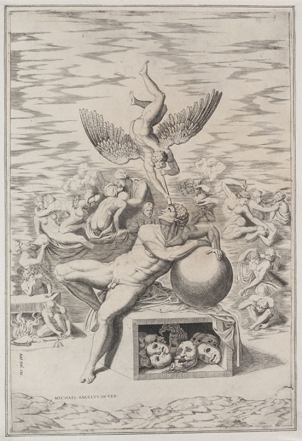 Anonymous - engraver, Michelangelo Buonarroti - draughtsman, Antonio Salamanca - publisher - The Dream of Human Life 