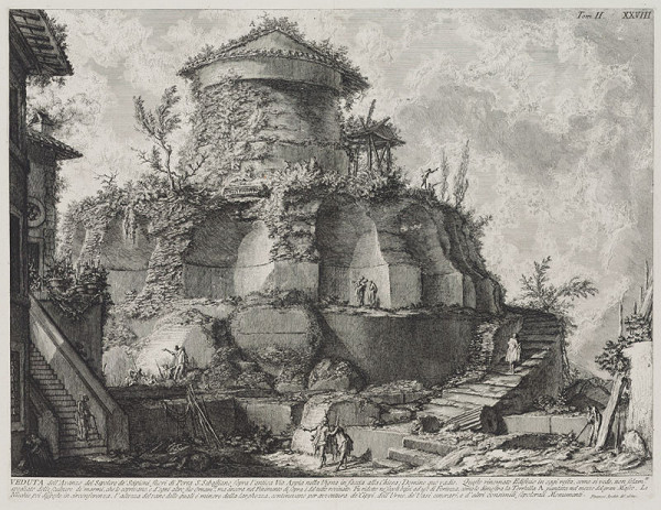 Giovanni Battista Piranesi - engraver - View of the remains of the tomb of the Scipios, Le Antichita Romane II 