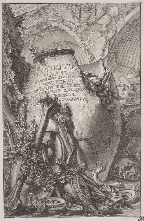 Giovanni Battista Piranesi - engraver - Title page, from Le Antichità Romane III, Plate I 