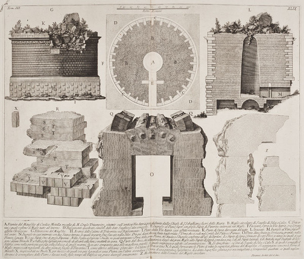 Giovanni Battista Piranesi - engraver - Plan of the mausoleum of Cecilia Metella, from Le Antichità Romane III, Plate XLIX 