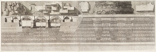 Giovanni Battista Piranesi - engraver - Remains of the mausoleum of Emperor Hadrian, from Le Antichità Romane IV, Plate IV 