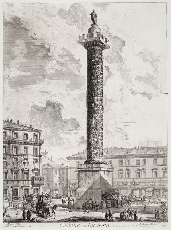 Giovanni Battista Piranesi - engraver, Francesco Piranesi – engraver - Front view of the Column of Marcus Aurelius, from Trofeo o sia Magnifica Colonna coclide 
