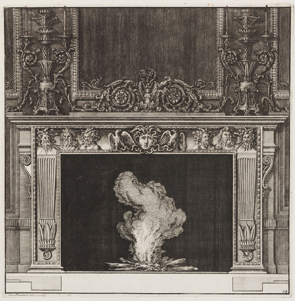 Giovanni Battista Piranesi - engraver - Design for a chimneypiece, from Diverse maniere ďadornare i cammini, Plate 34 
