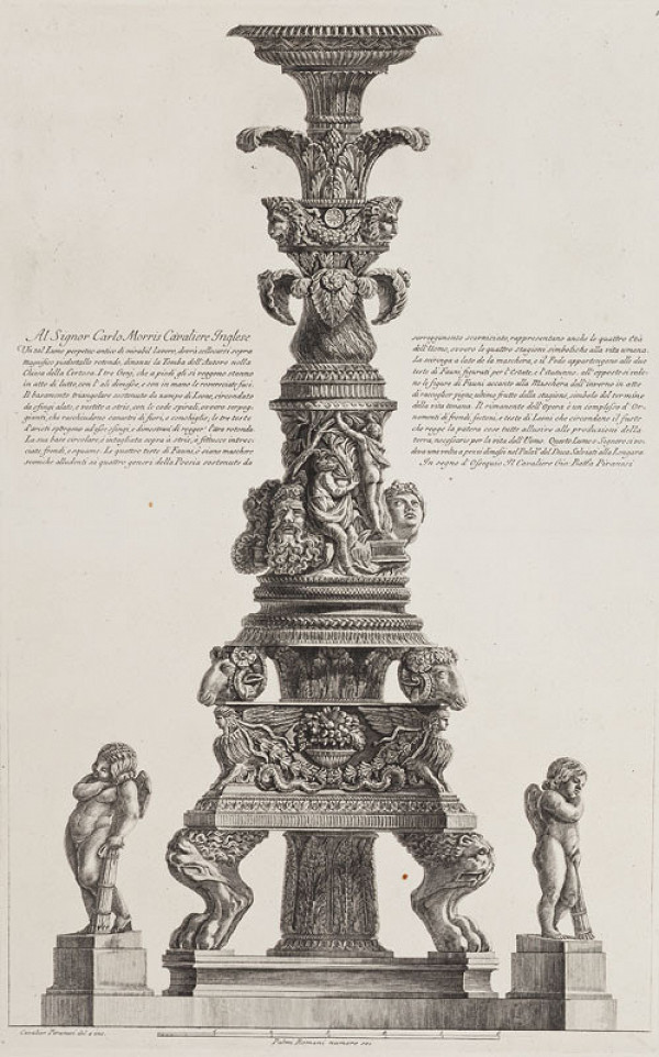 Giovanni Battista Piranesi - engraver, Francesco Piranesi - engraver - Ancient candelabrum from the collection of Piranesi, from Vasi, Candelabri, Cippi, Sarcofagi 
