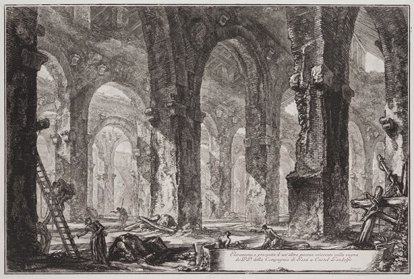 Giovanni Battista Piranesi - engraver - Interior view of the reservoir in the vineyards of the Jesuit Fathers in Castel Gandolfo, Antichità d’ Albano e di Castel Gandolfo, Plate XXII 