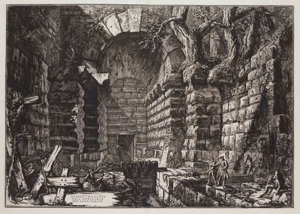 Giovanni Battista Piranesi - engraver - Emissarium of Lake Albano (view of the drainage inlet), Descrizione e Disegno dell’Emissario del Lago Albano, Plate V 