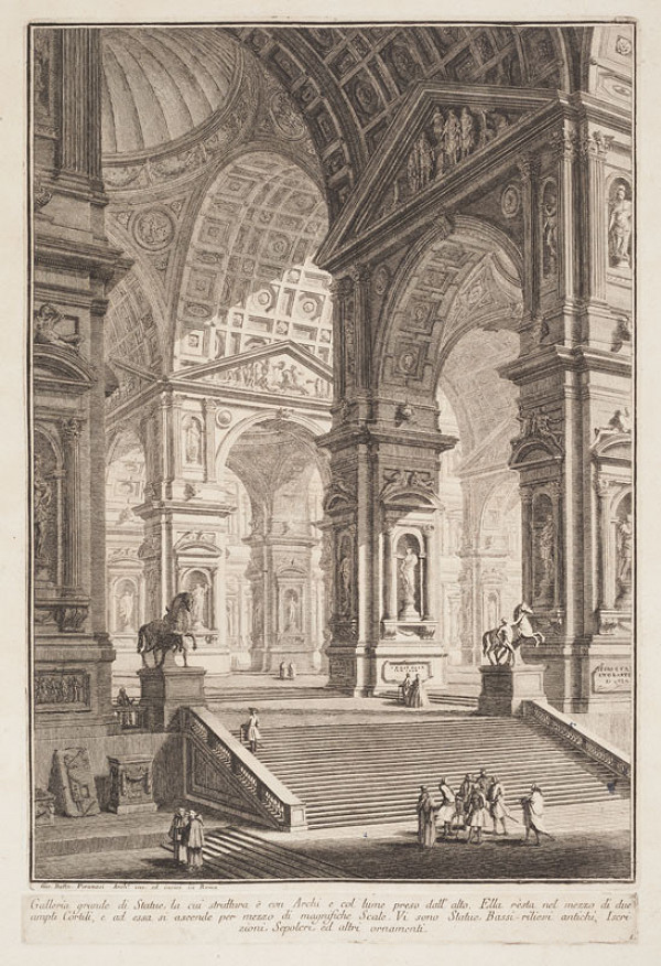 Giovanni Battista Piranesi - engraver - Large sculpture gallery (Galeria grande di Statue), from Prima Parte 