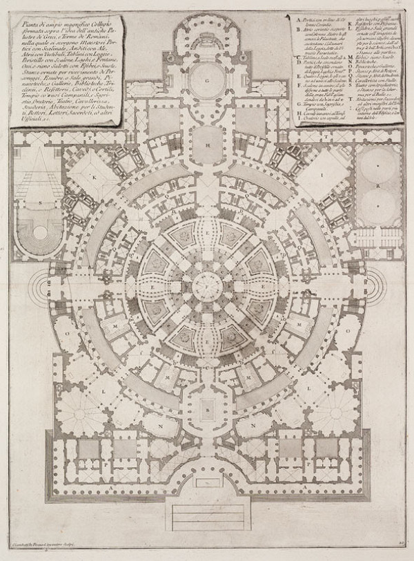 Giovanni Battista Piranesi - engraver - Plan for a Grand Academy (Pianta di ampio magnifico Collegio), from the cycle Opere Varie di Architettura, Plate 22 