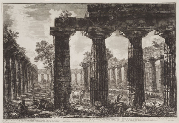 Giovanni Battista Piranesi - engraver, Francesco Piranesi - engraver, Giovanni Battista Piranesi - inventor - Pronaus of the building known as the College of the Amphictyons, from Différentes vues de Pesto, Plate VI 