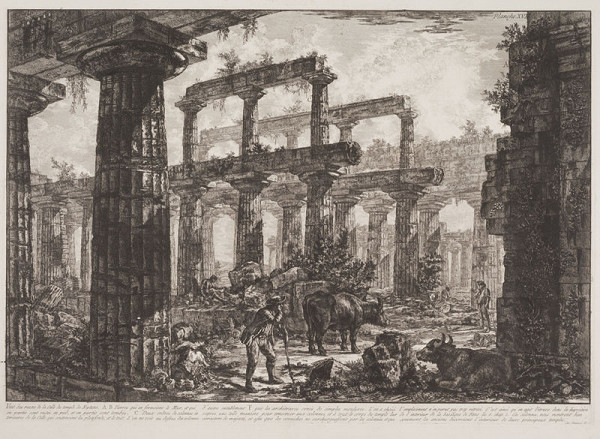 Giovanni Battista Piranesi - engraver - Remains of the Temple of Neptune's cell, from the cycle Différentes vues de Pesto, Tab. XVII 