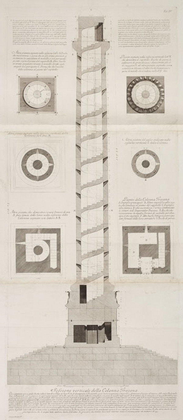 Giovanni Battista Piranesi - engraver, Francesco Piranesi – engraver - Vertical section of Trajan's Column, from Trofeo o sia Magnifica Colonna coclide, Plate IV 