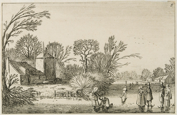 Jan van de Velde II. - Winter Landscape with Ice Skaters 