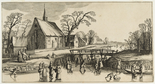 Jan van de Velde II. - Winter Landscape with Ice Skaters, from the Landscapes series 