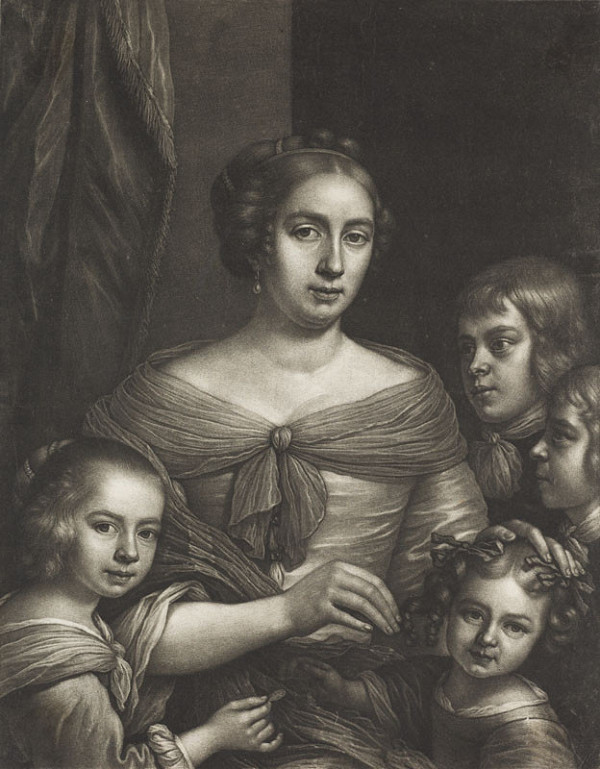 Wallerant Vaillant - engraver - Lady with Four Children - Allegory of Charity 