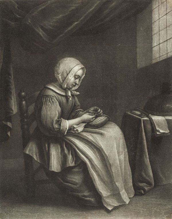 Wallerant Vaillant - engraver - Young Woman Sewing 