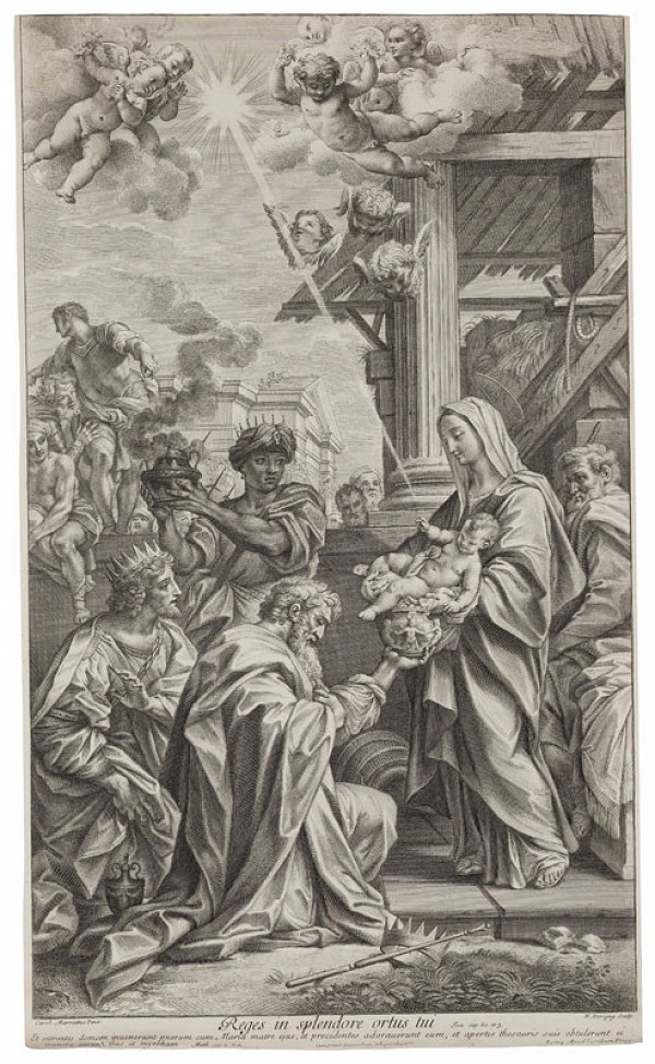 Nicolas Dorigny - engraver, Carlo Maratta - inventor - The Adoration of the Magi 