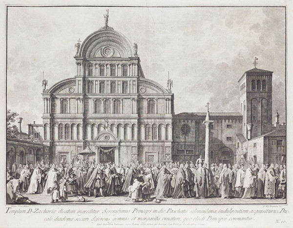 Giovanni Battista Brustolon - engraver, Antonio Canaletto - inventor - Visit of the Doge to San Zaccaria on Easter Day 