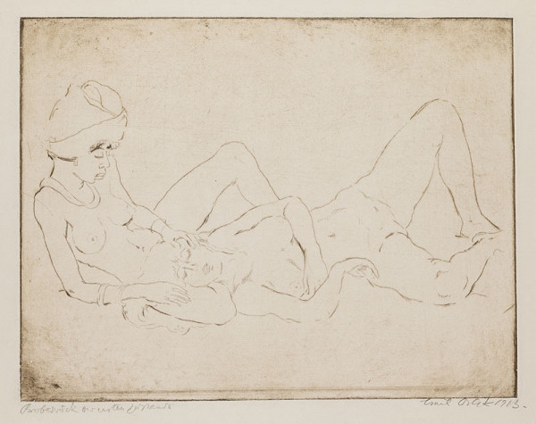 Emil Orlik - Two Recumbent Nudes 