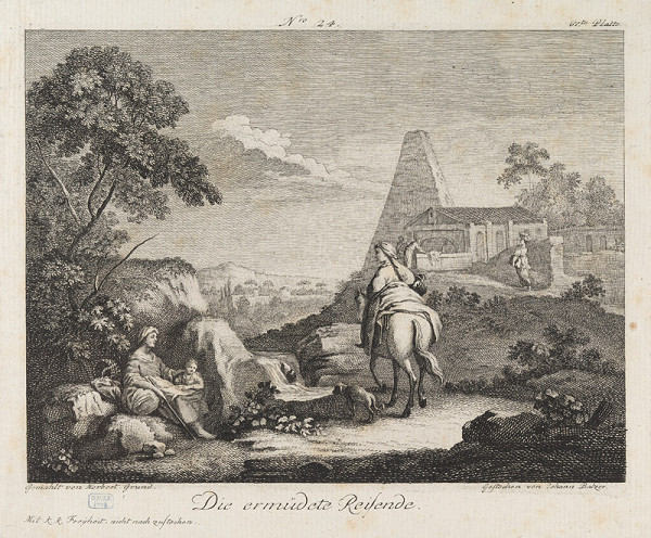 Jan Jiří Balzer - engraver, Norbert Grund - inventor - A Tired Traveller 