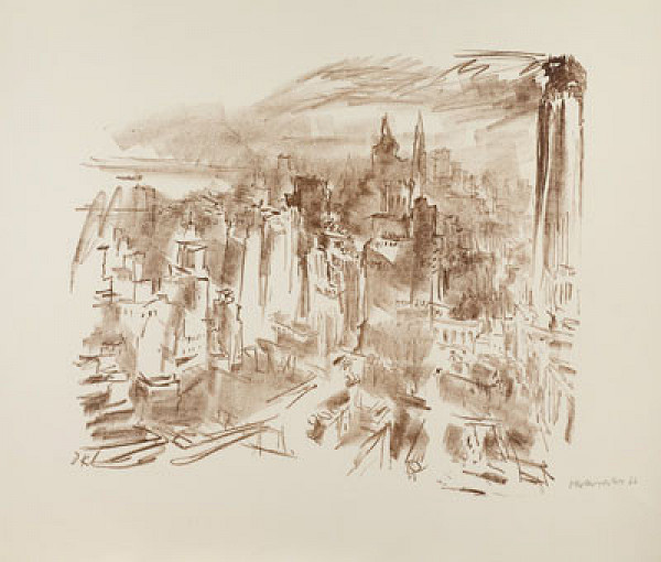 Oskar Kokoschka - engraver - Manhattan I, from the cycle Manhattan 