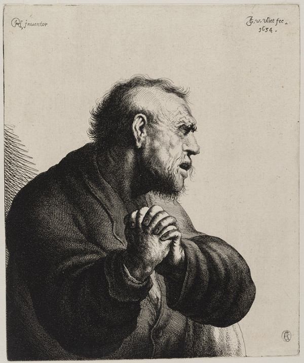 Jan Gillisz van Vliet - engraver, Rembrandt van Rijn - inventor - Man wringing his hands (Judas) 