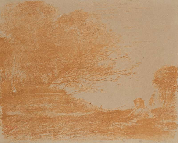 Jean-Baptiste Camille Corot - Sappho (From the album Douze croquis et dessins originaux sur papier autographique par Corot) 