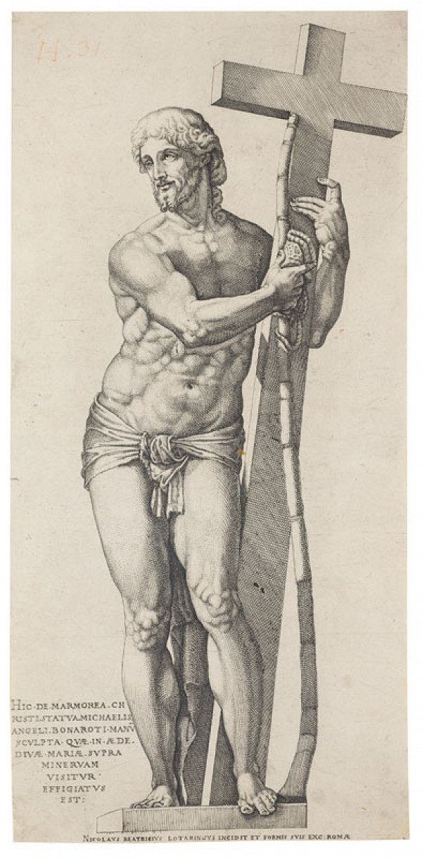 Nicolas Béatrizet - engraver, Michelangelo Buonarroti - inventor - The Risen Christ (Cristo della Minerva) 
