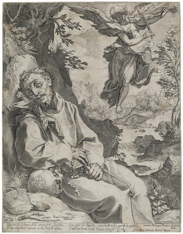 Agostino Carracci - engraver, Francesco Vanni - inventor - St Francis in Ecstasy 
