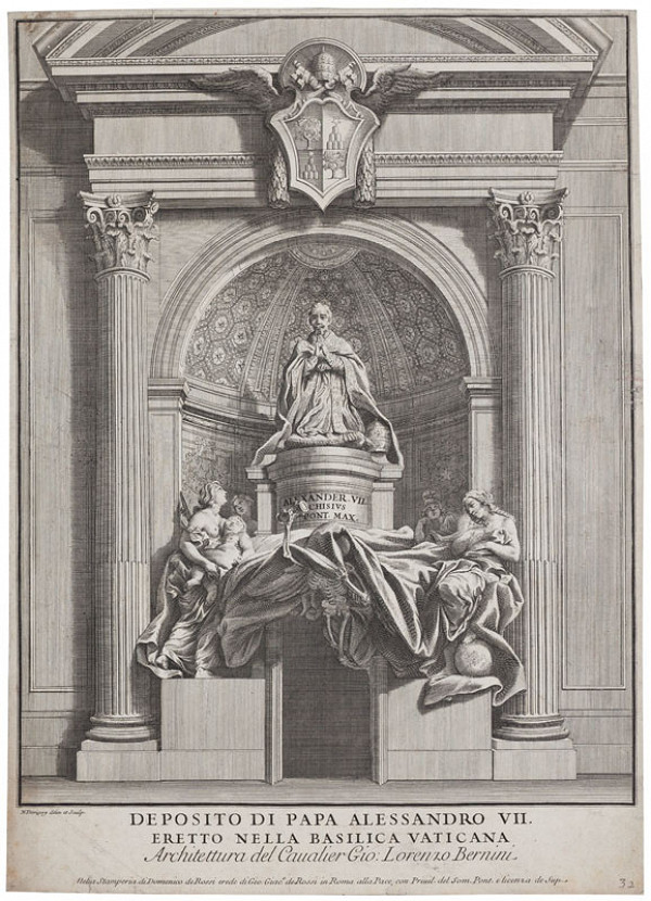Nicolas Dorigny - engraver - Tombstone of Pope Alexander VII 