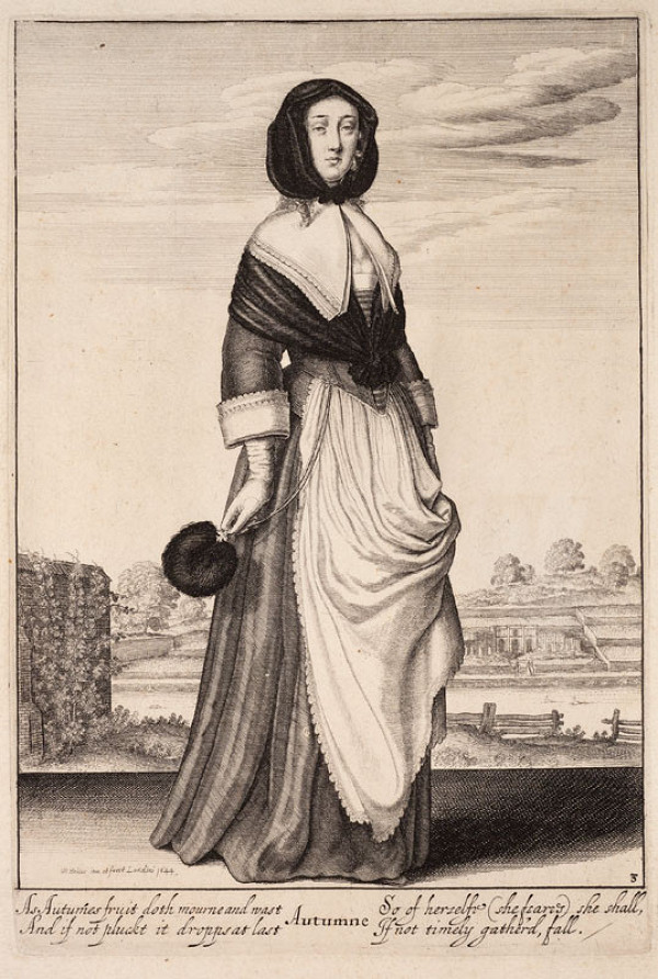 Wenceslaus Hollar - engraver - Autumn From the cycle The Four Seasons as Full-Length Female Figures 