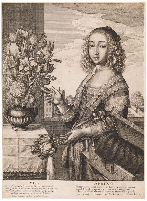 Wenceslaus Hollar - engraver - Spring from the cycle The Four Seasons as Three-Quarter-Length Female Figures 