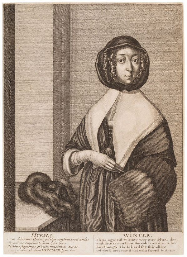 Wenceslaus Hollar - engraver - Winter From the cycle The Four Seasons as Three-Quarter-Length Female Figures 