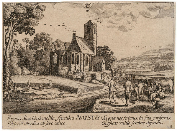 Wenceslaus Hollar - engraver, Jan van de Velde - inventor - August from the cycle Twelve Months 