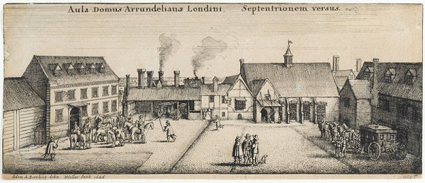 Wenceslaus Hollar, Adam Bierling - draughtsman - Arundel's House from the North 