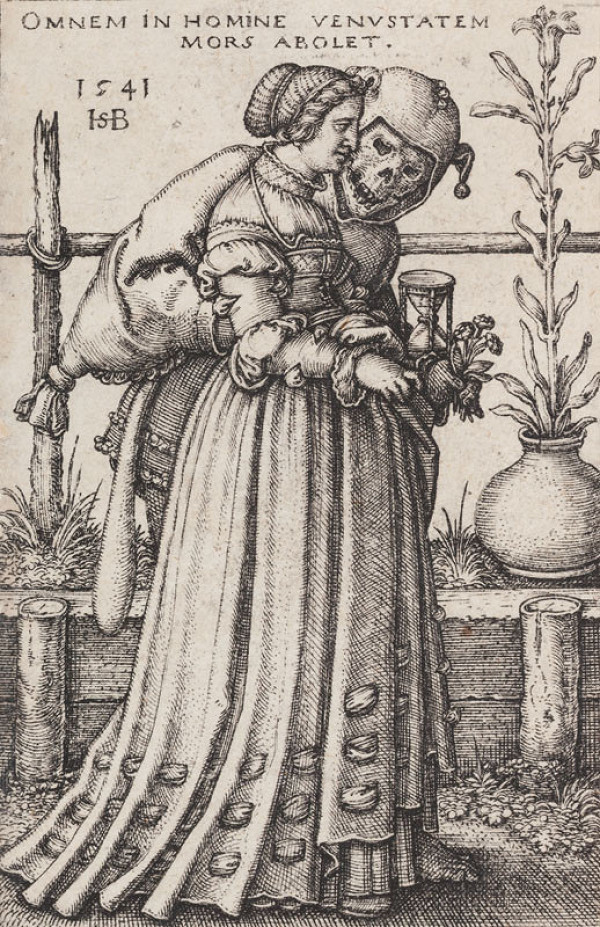 Hans Sebald Beham - engraver - Young Woman Accompanied by Death 