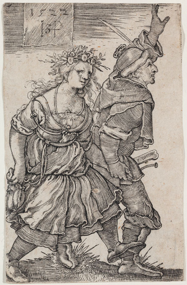 Hans Sebald Beham - engraver - A Peasant Couple Dancing 