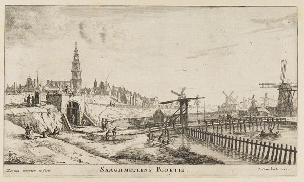 Reinier Nooms Zeeman - engraver - The Zaagmolen Gate, from the series The Town Gates of Amsterdam 