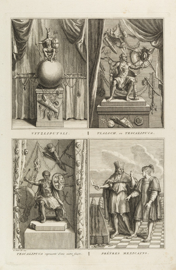 Bernard Picart - engraver - Huitzilopochtli, Tlaloc, Tezcatlipoca, Mexican Priests 