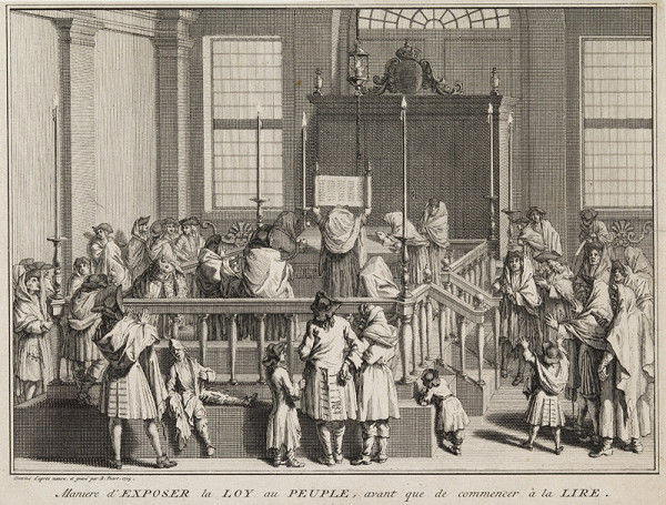 Bernard Picart - engraver - Exposing the Torah Scrolls before Reading 