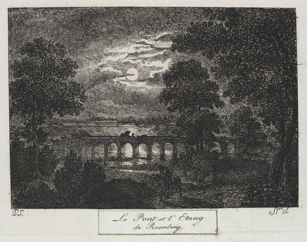 Pauline Schwarzenberg - engraver - Bridge at Rožmberk Lake 