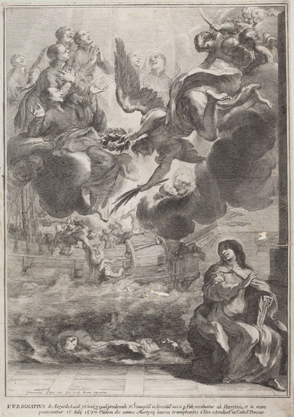 François Spierre - engraver - St Therese Envisioning the Martyrdom of Father Ignatius de Azevedo and His 39 Companions 