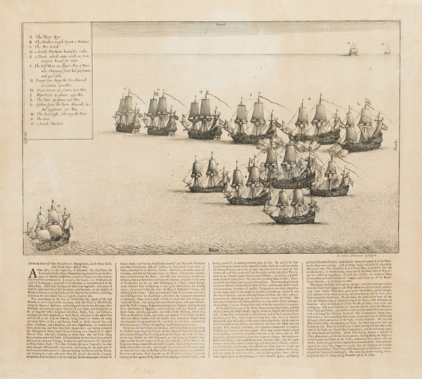Václav Hollar - engraver - Captain Kempthorne’s Engagement on the Mary Rose with Seven Ships of Algier 