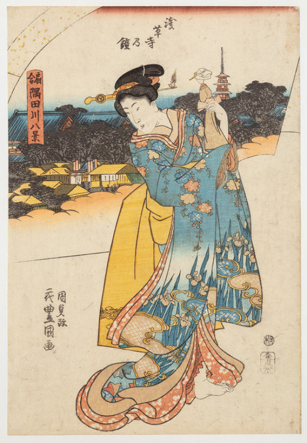 Utagawa Kunisada (Toyokuni III) - Bells of the Asakusa Monastery (Asakusadera no kane) 