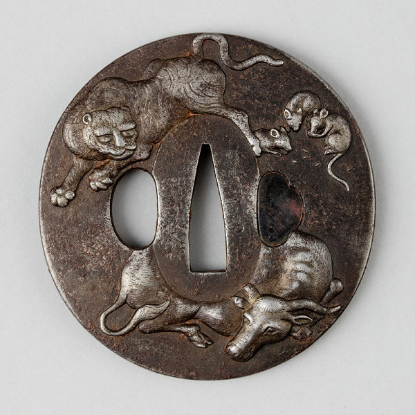 Nakai Tomoyuki - Tsuba (sword guard) with animal signs of the Japanese zodiac 