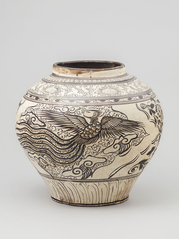 Anonymous - Jar with motif of dragon and phoenix 