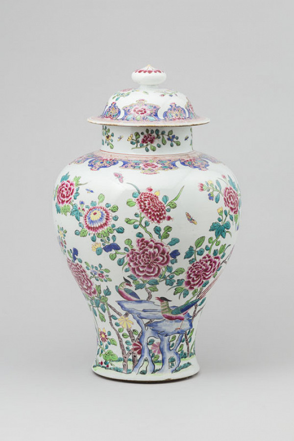 Anonymous - Jar with lid with motif of flowers and birds 